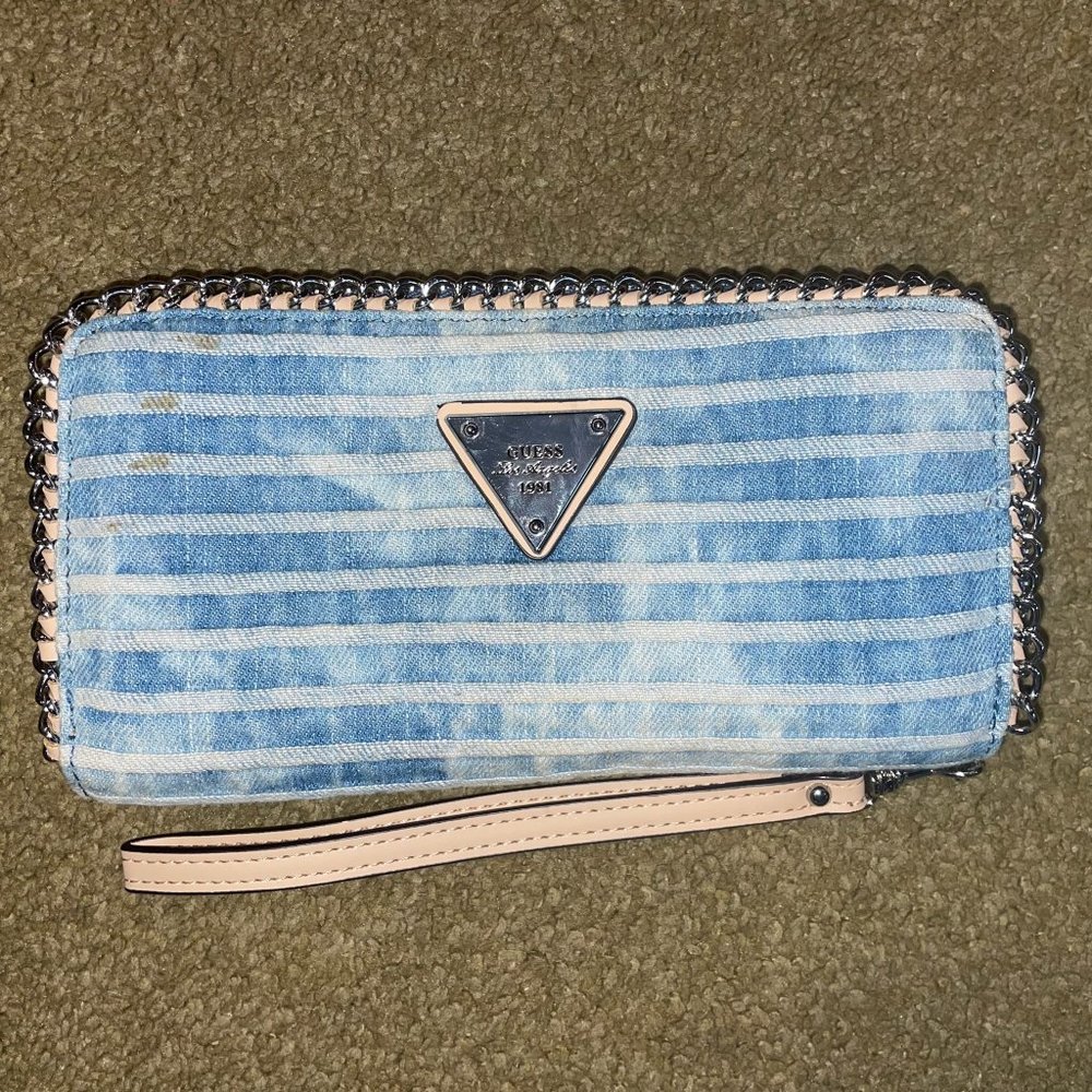 Guess Blue and Tan Wallet